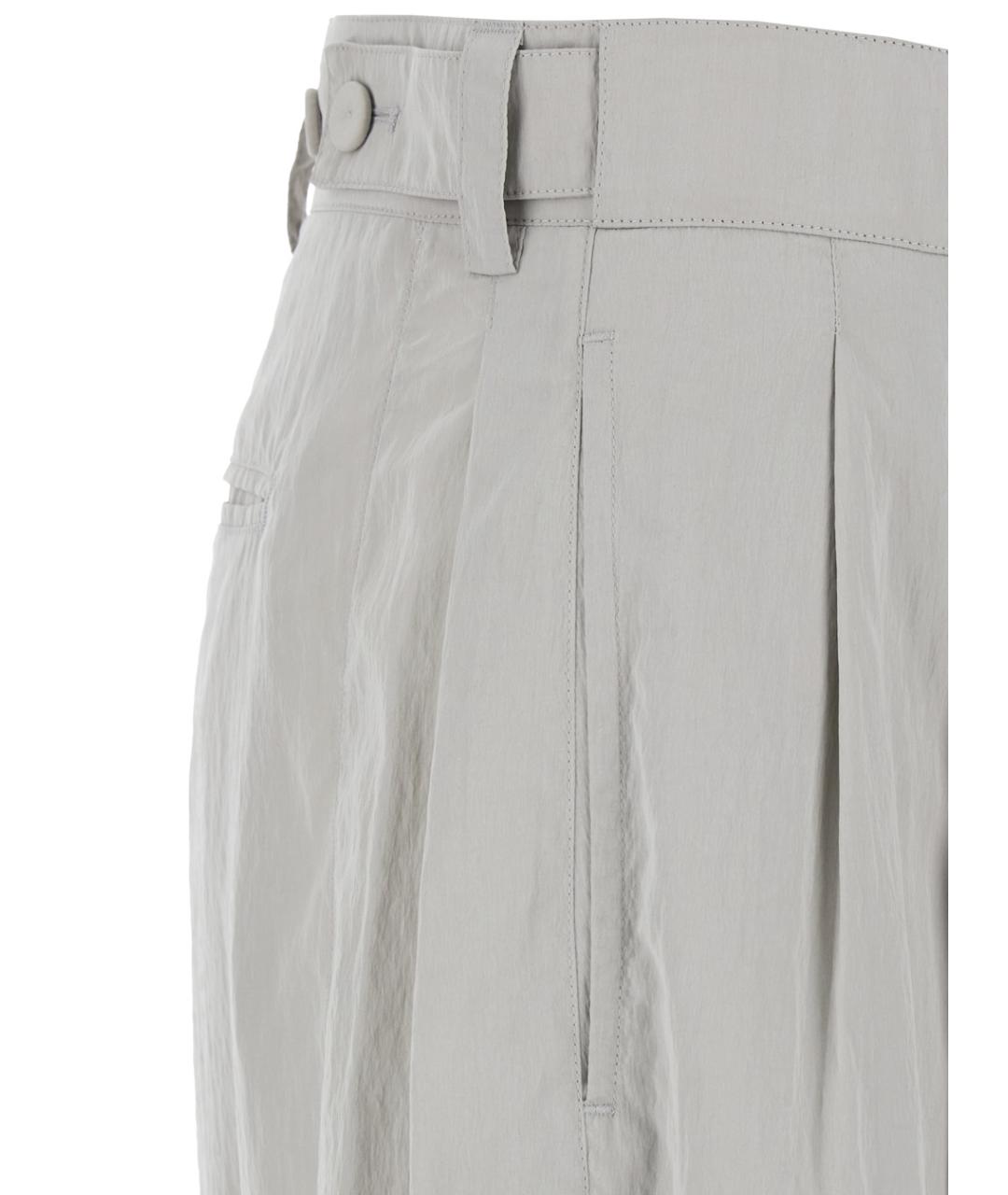 THE ROW Серые шелковые прямые брюки, фото 3