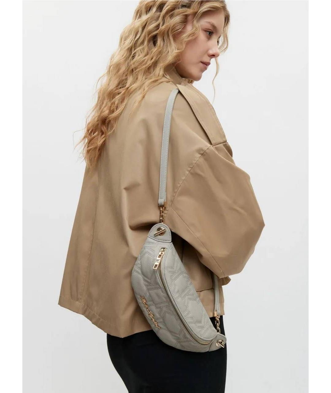 KARL LAGERFELD Бежевая кожаная поясная сумка, фото 5