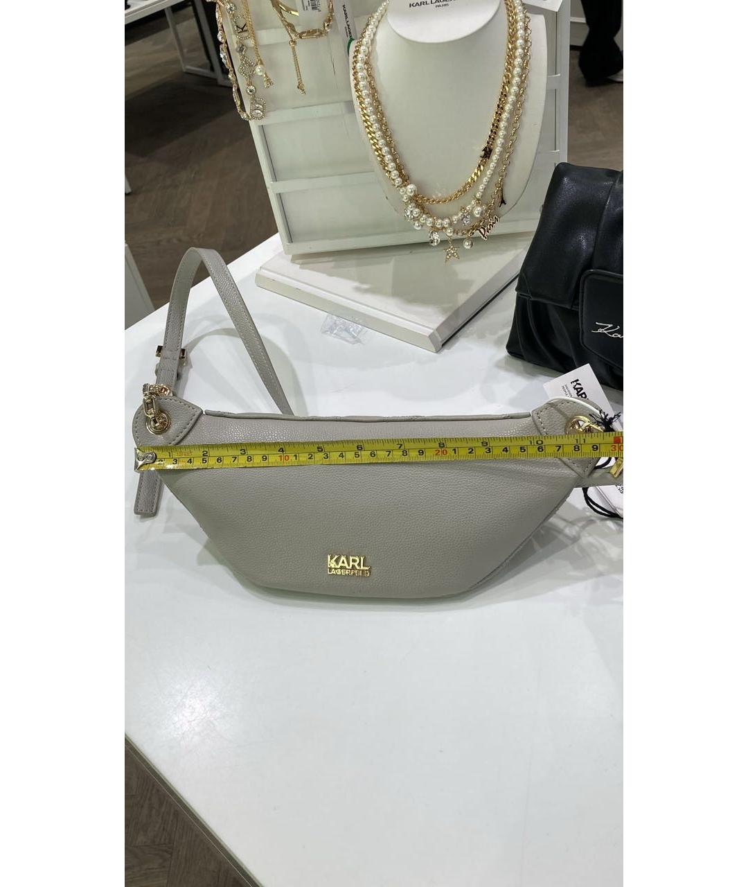 KARL LAGERFELD Бежевая кожаная поясная сумка, фото 3