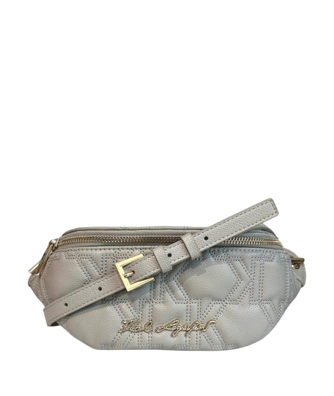 KARL LAGERFELD Бежевая кожаная поясная сумка, фото 1