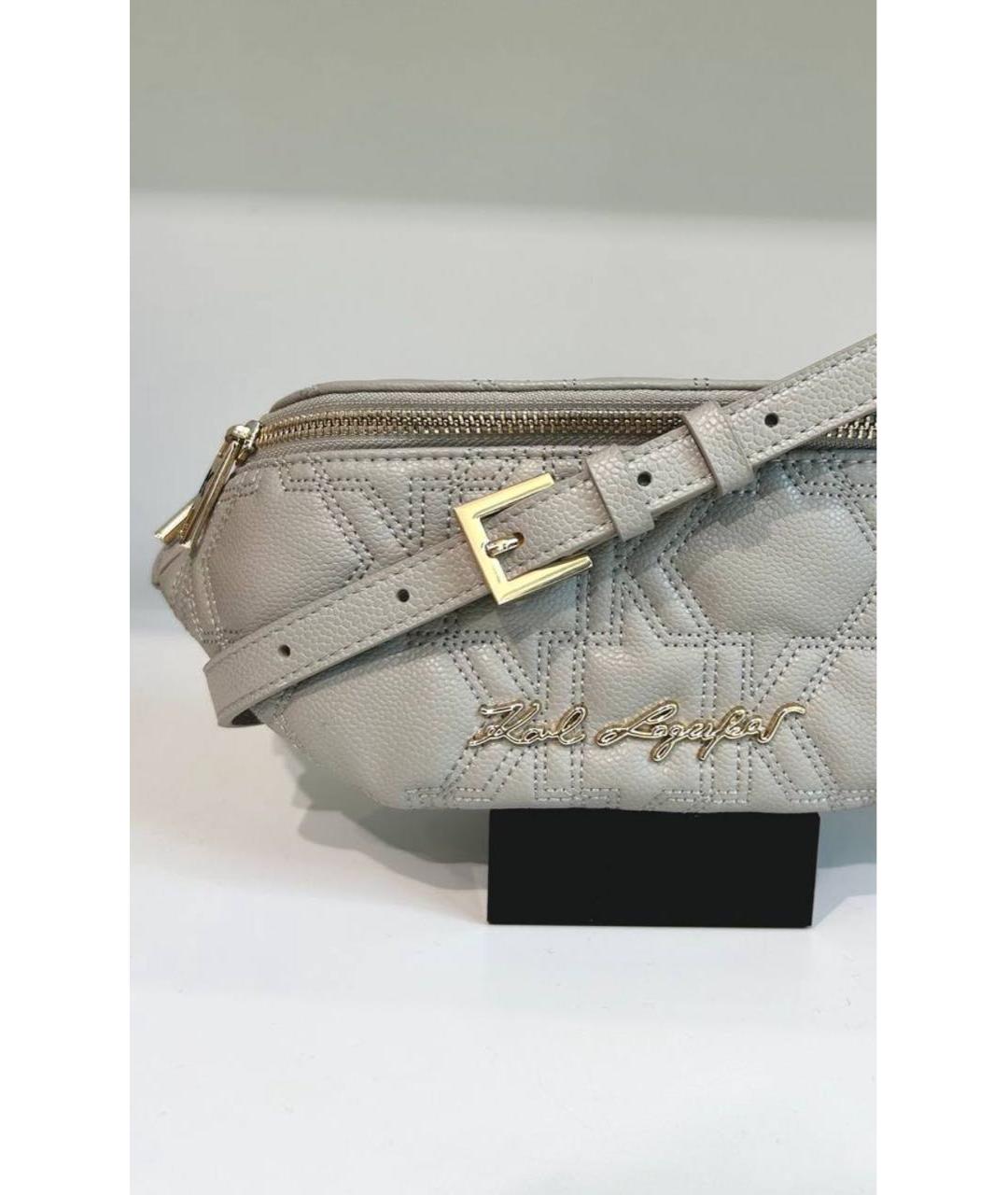 KARL LAGERFELD Бежевая кожаная поясная сумка, фото 2