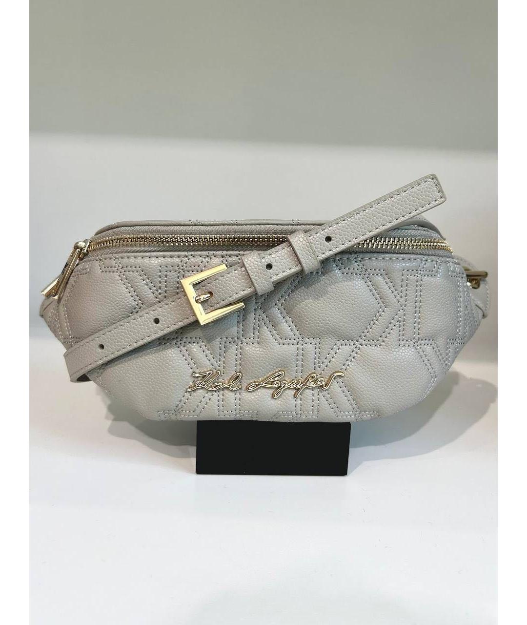 KARL LAGERFELD Бежевая кожаная поясная сумка, фото 6