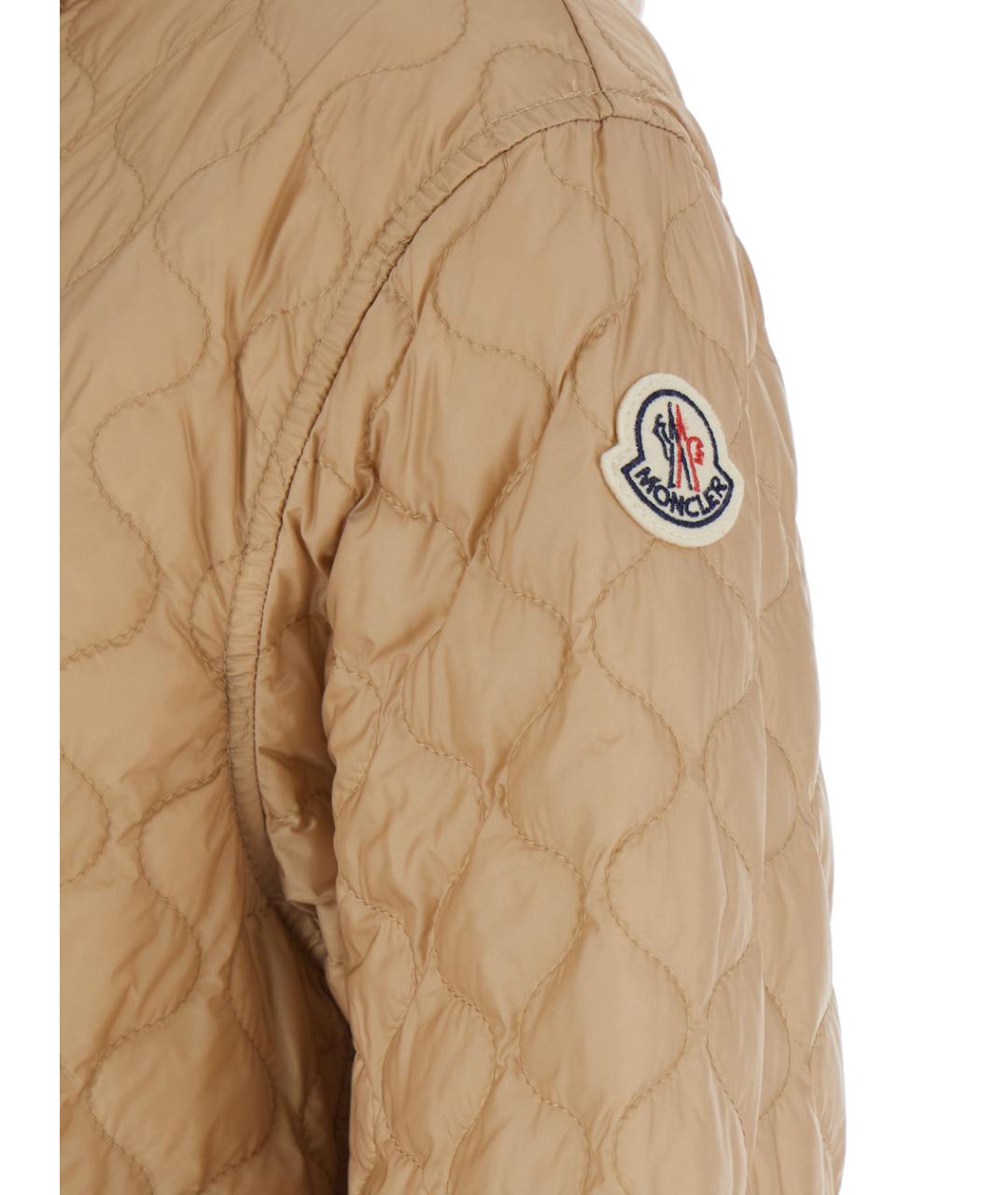 MONCLER Бежевая полиамидовая куртка, фото 3