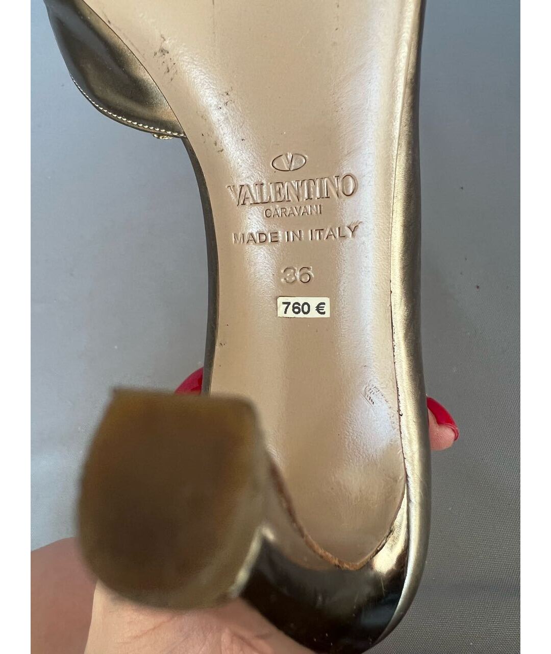 VALENTINO Золотые кожаные туфли, фото 6