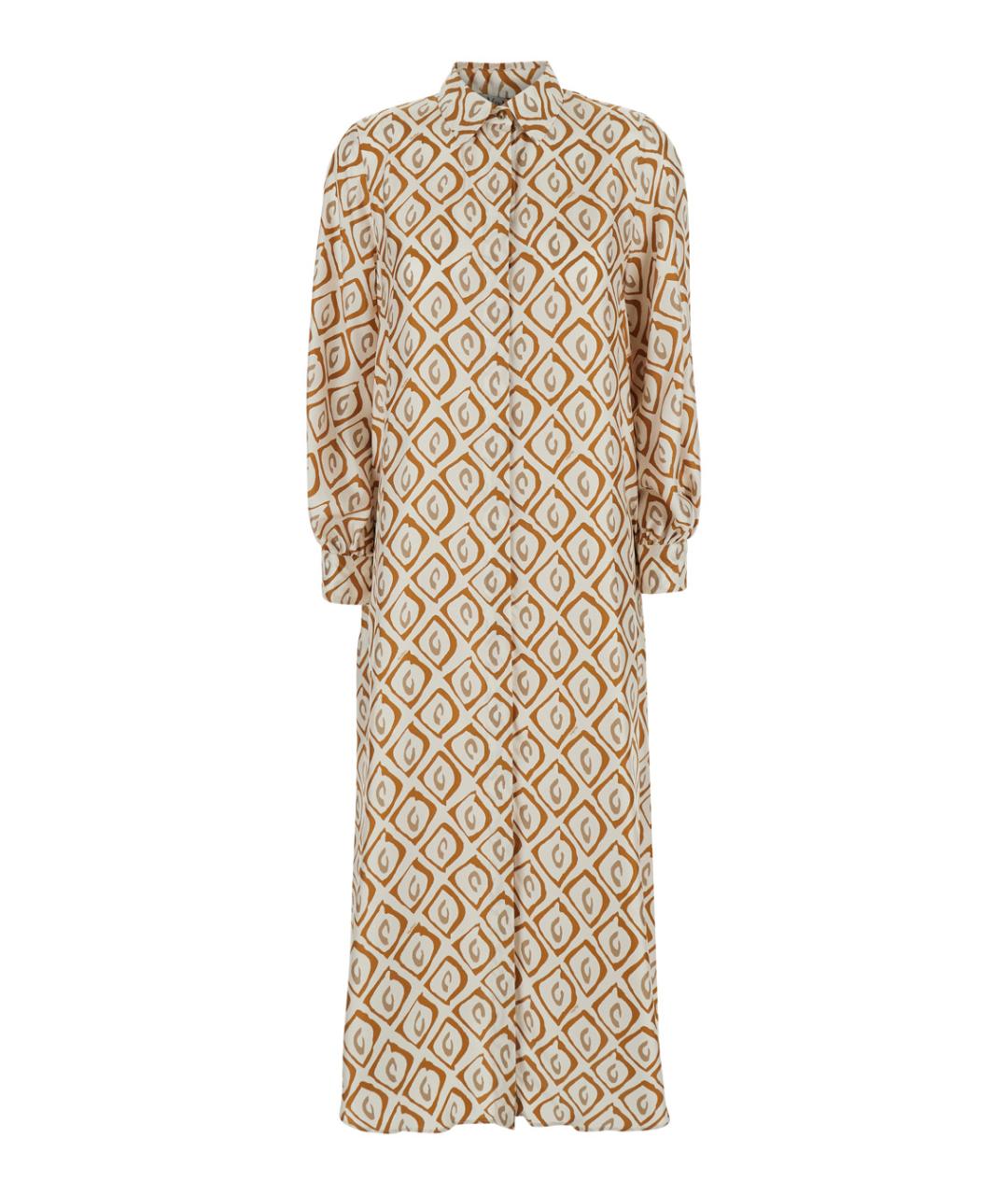 MAX MARA Бежевое шелковое повседневное платье, фото 1