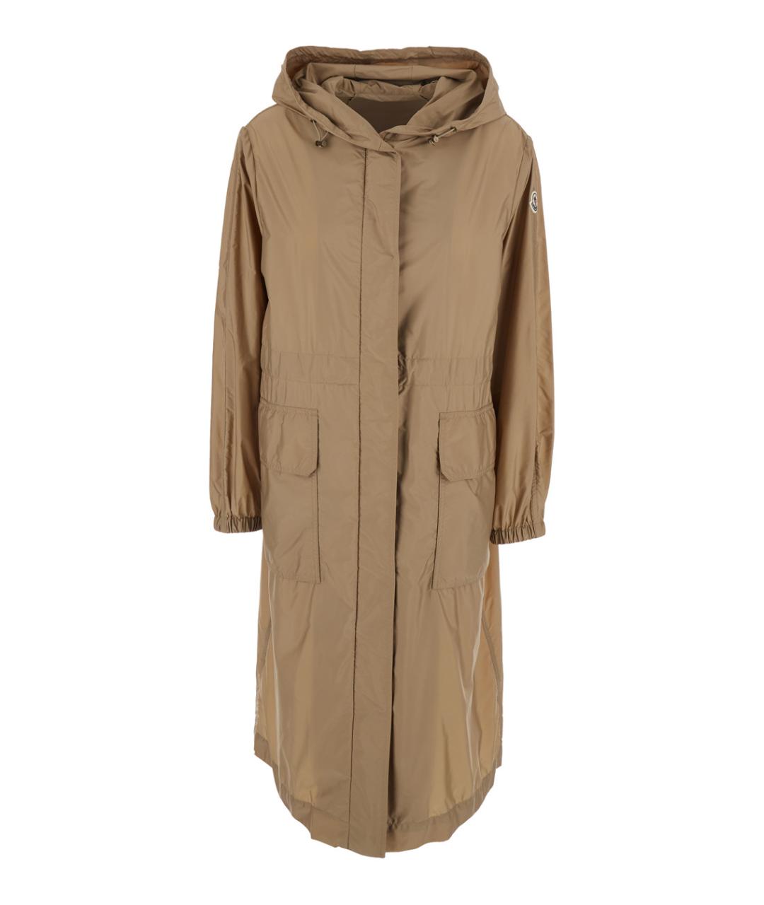 MONCLER Бежевый полиамидовый тренч/плащ, фото 1