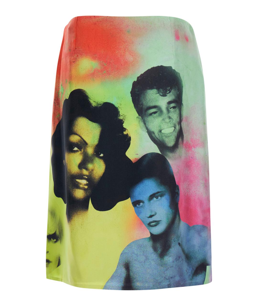 VERSACE Мульти шелковая юбка миди, фото 2