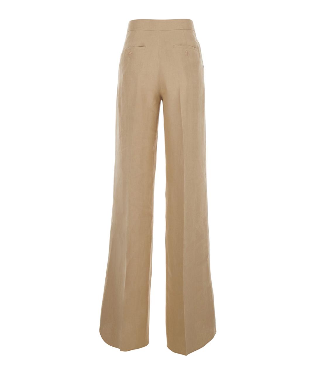 MAX MARA Бежевые льняные прямые брюки, фото 2