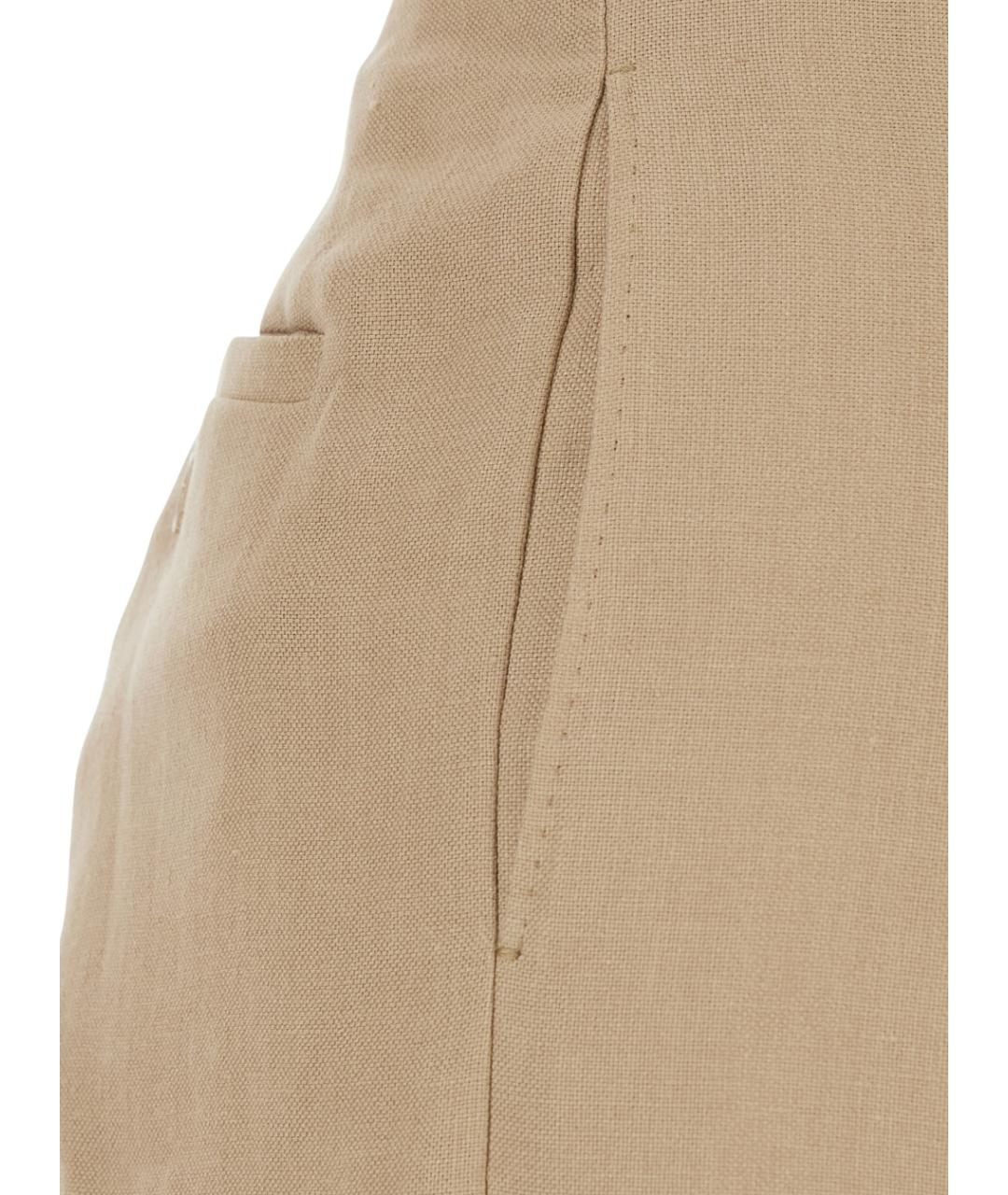 MAX MARA Бежевые льняные прямые брюки, фото 3