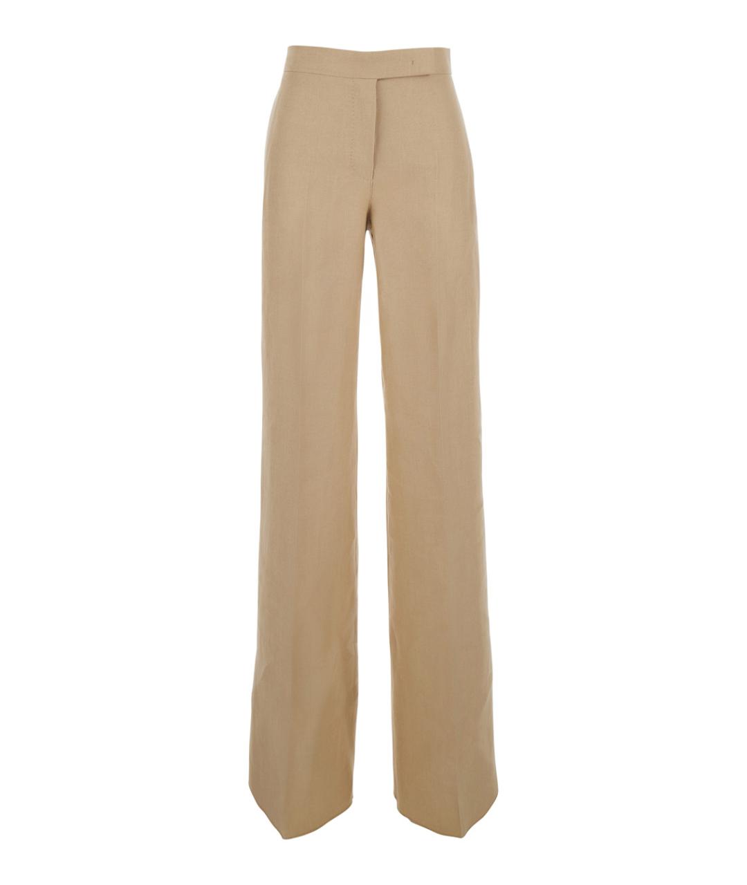 MAX MARA Бежевые льняные прямые брюки, фото 1
