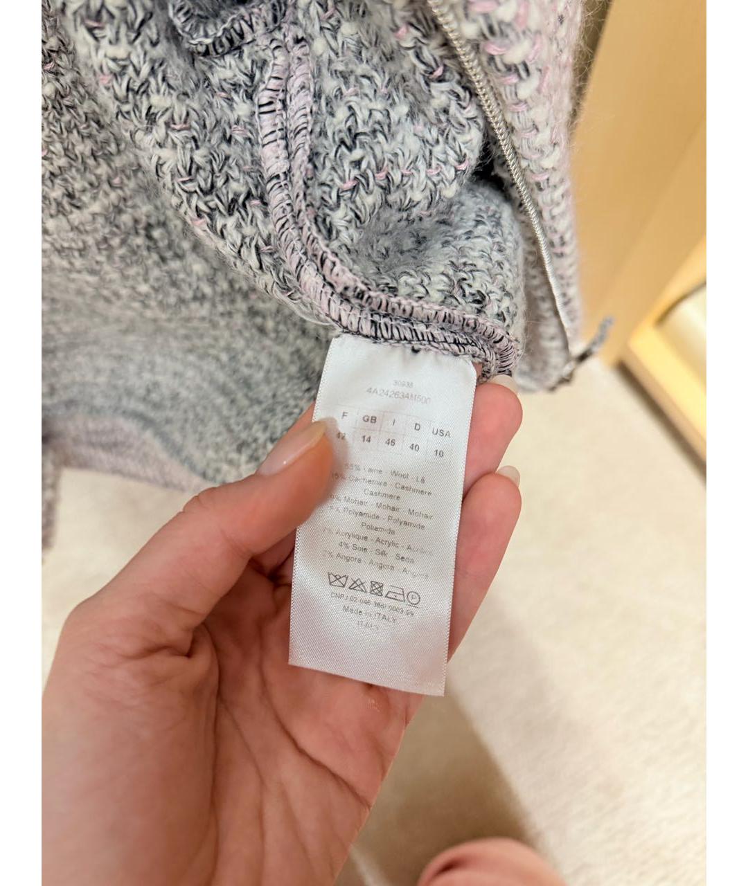 CHRISTIAN DIOR Серый шерстяной кардиган, фото 4