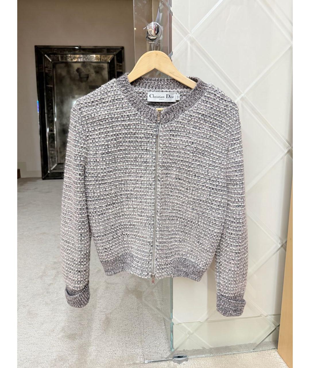 CHRISTIAN DIOR Серый шерстяной кардиган, фото 5