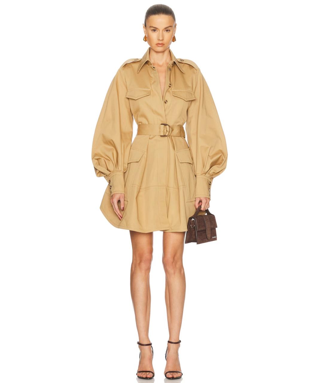 ZIMMERMANN Коричневое хлопковое коктейльное платье, фото 4