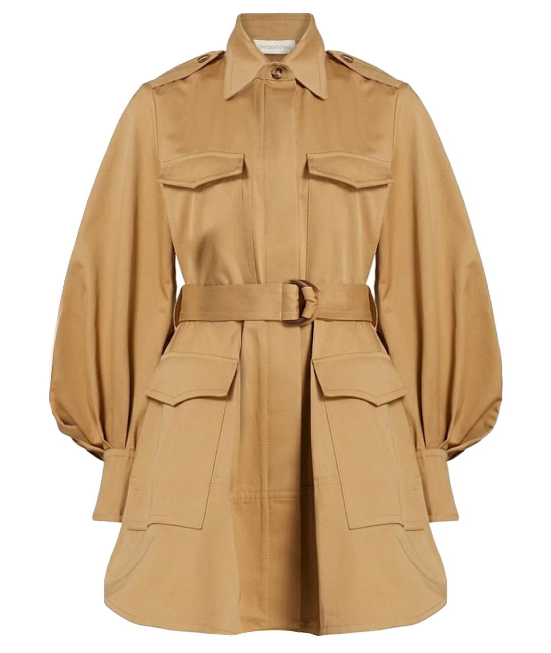 ZIMMERMANN Коричневое хлопковое коктейльное платье, фото 1