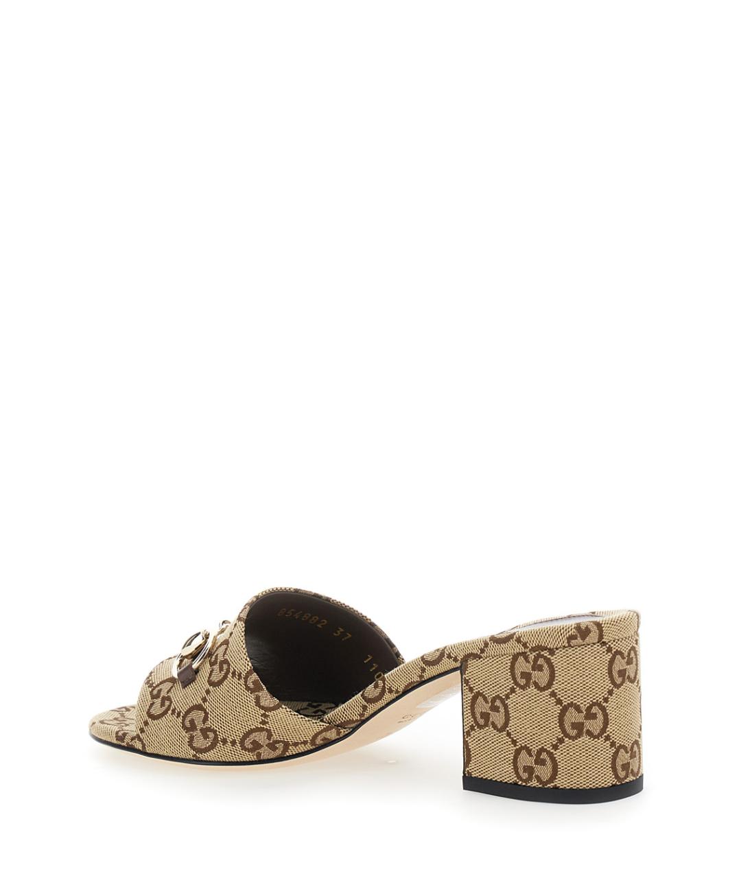 GUCCI Бежевые текстильные босоножки, фото 3