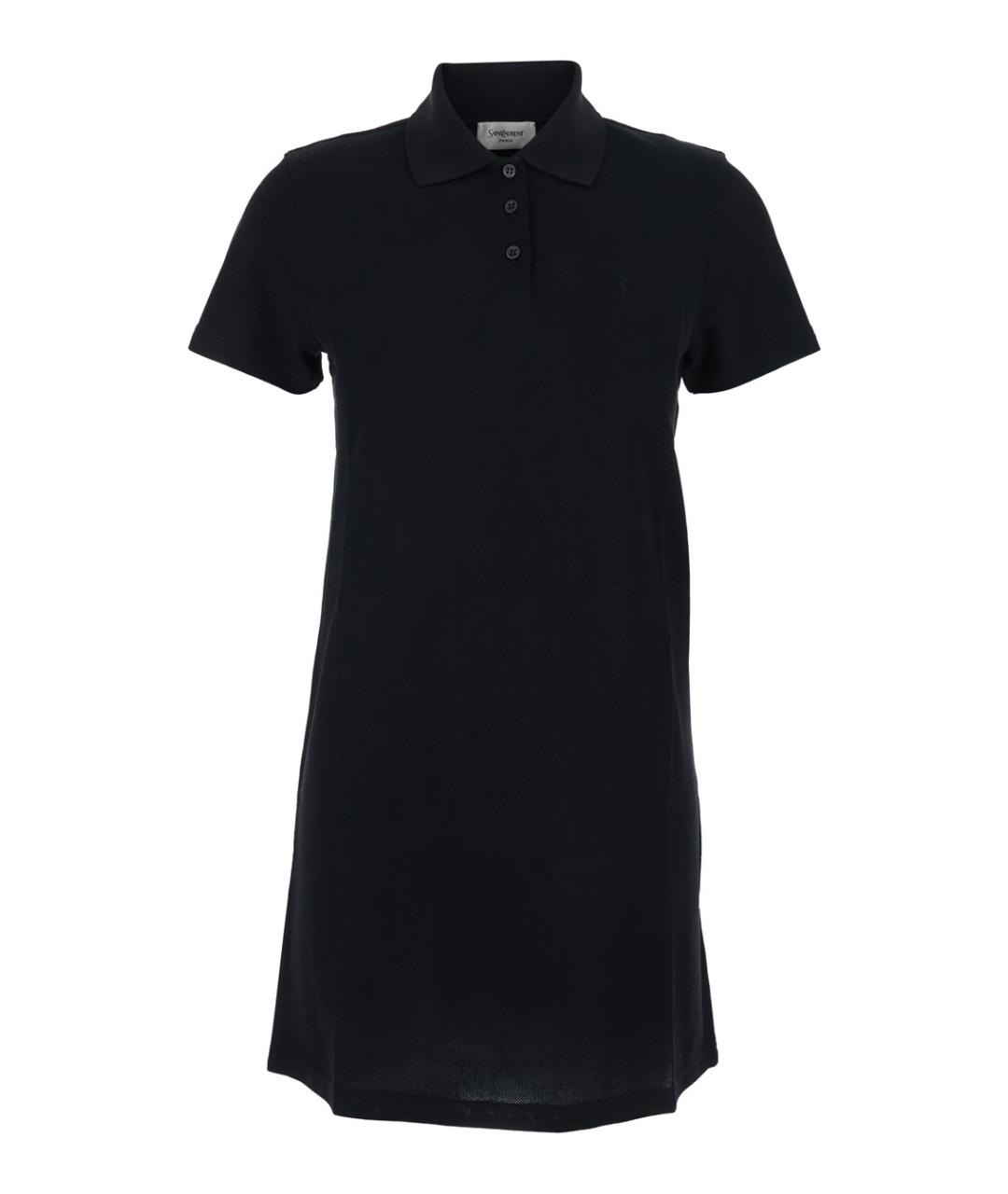 SAINT LAURENT Черное хлопковое повседневное платье, фото 1