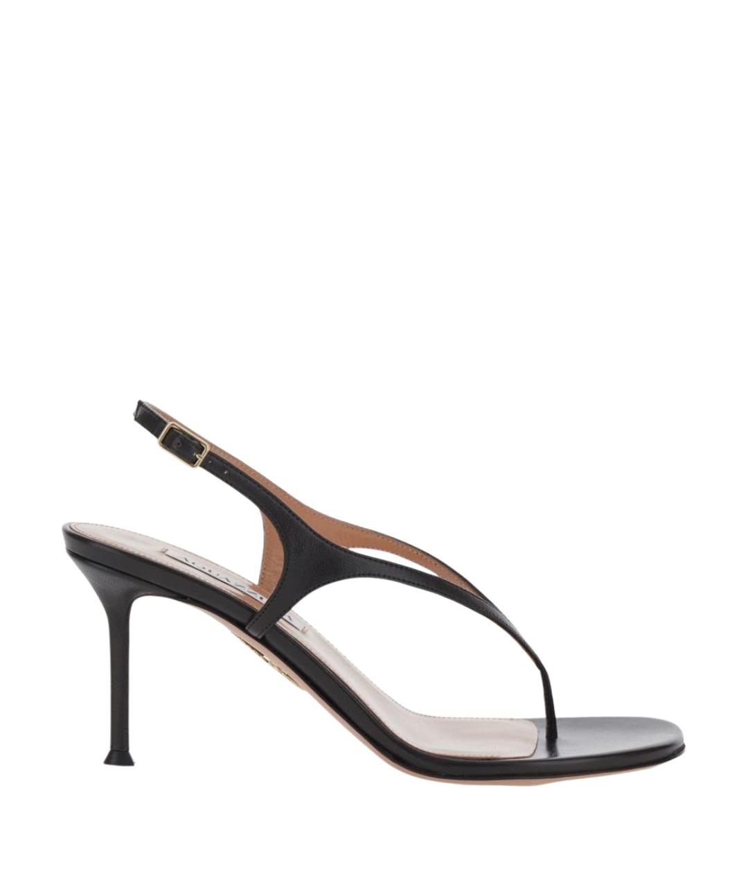 AQUAZZURA Коричневые кожаные босоножки, фото 1