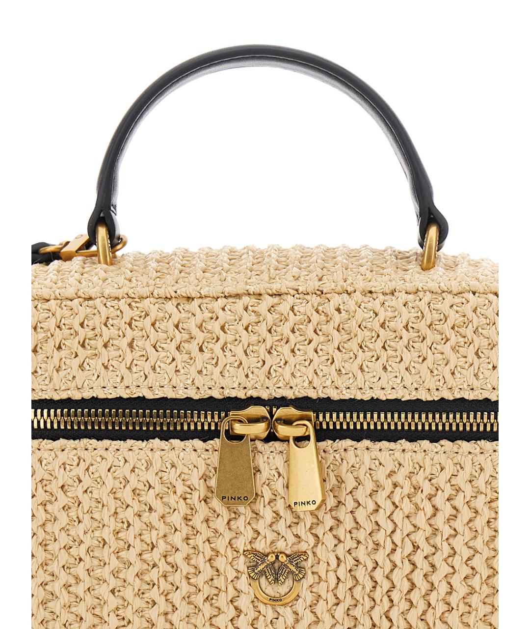 PINKO Бежевая пелетеная сумка через плечо, фото 3