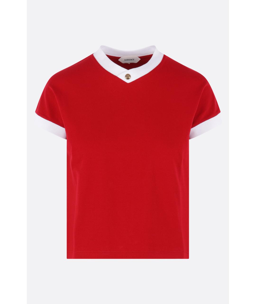 VERSACE Красная хлопковая футболка, фото 4