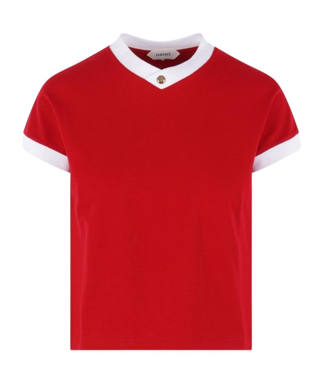 VERSACE Красная хлопковая футболка, фото 1