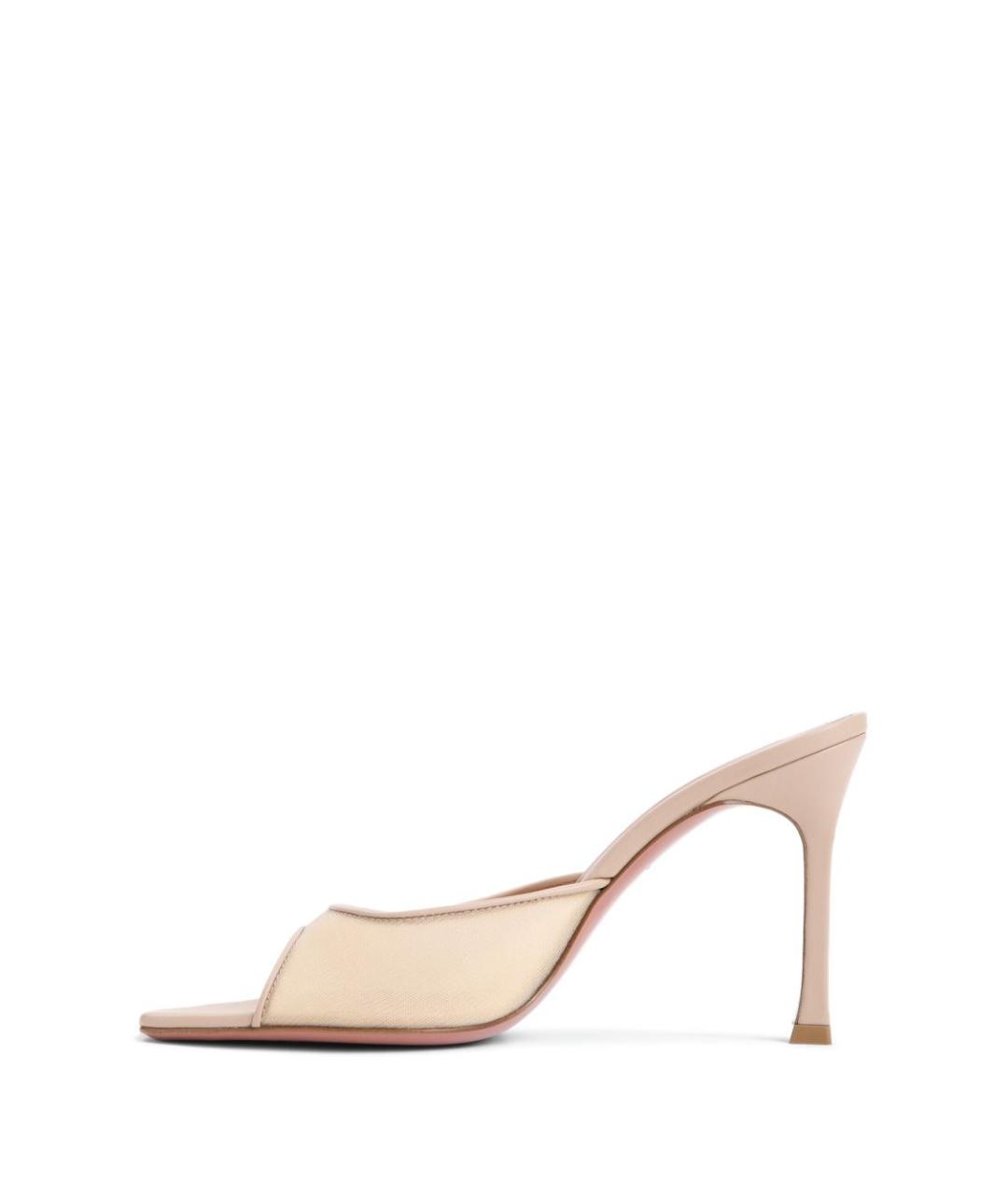 Amina Muaddi Бежевые текстильные мюли, фото 3