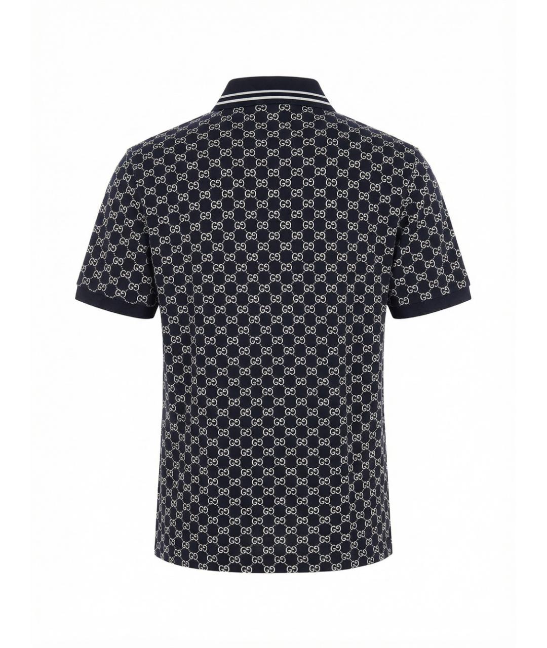 GUCCI Темно-синее хлопковое поло с коротким рукавом, фото 4