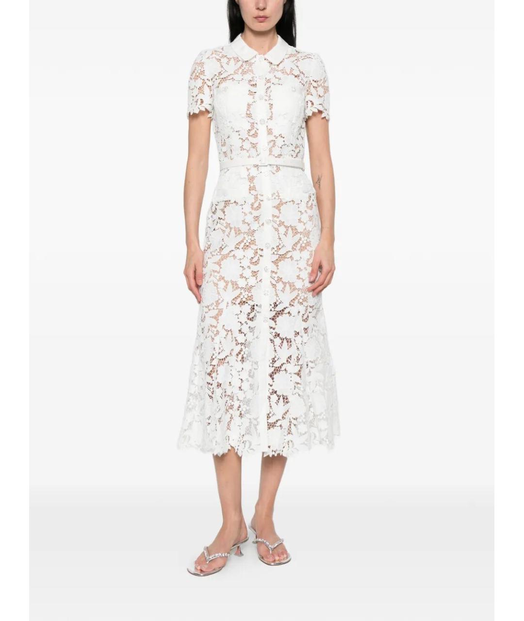 SELF-PORTRAIT Белое полиэстеровое повседневное платье, фото 2