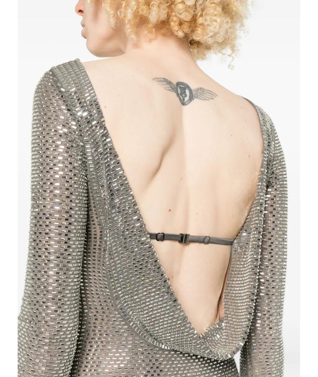 SELF-PORTRAIT Серебряное полиэстеровое вечернее платье, фото 3