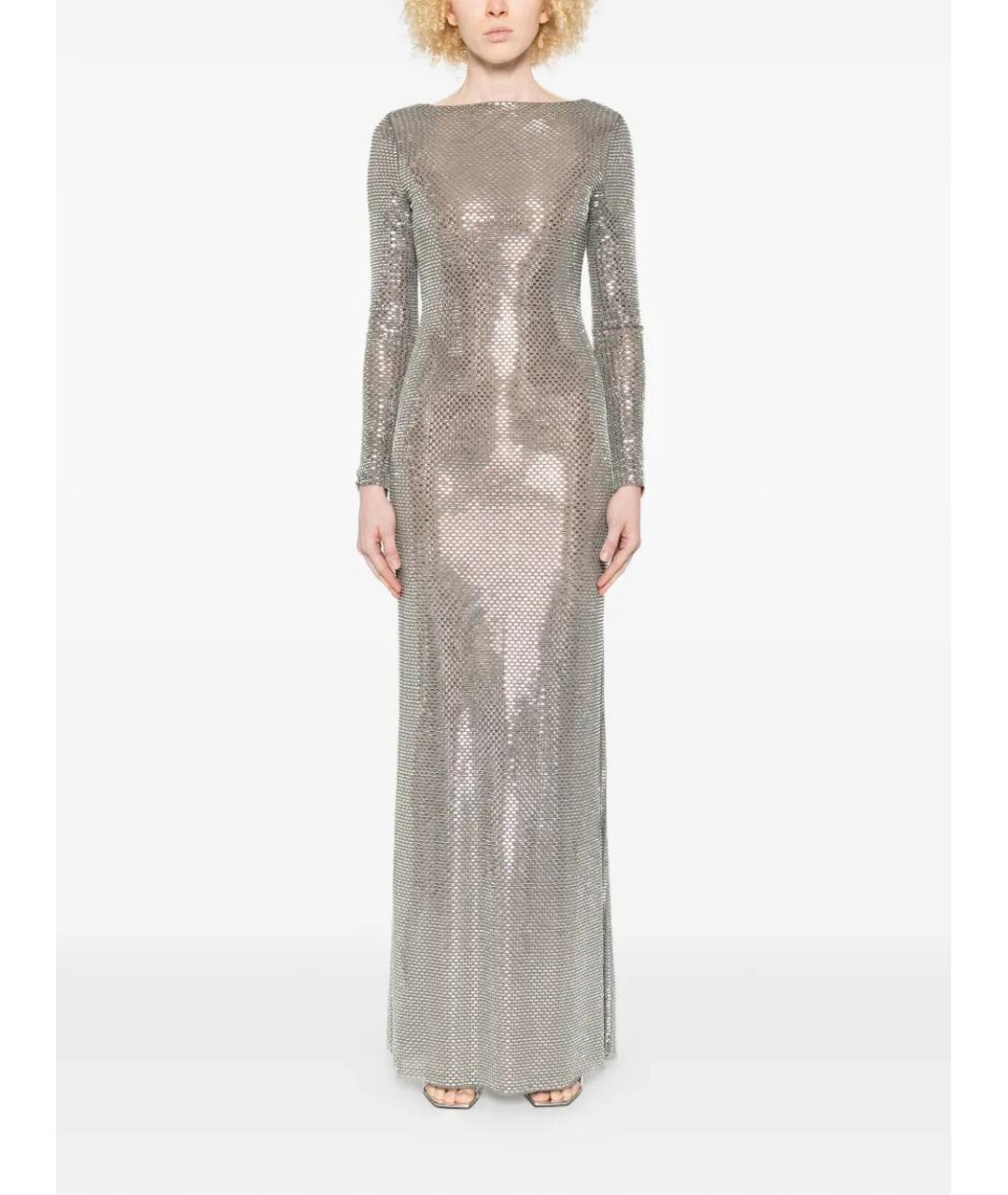 SELF-PORTRAIT Серебряное полиэстеровое вечернее платье, фото 2