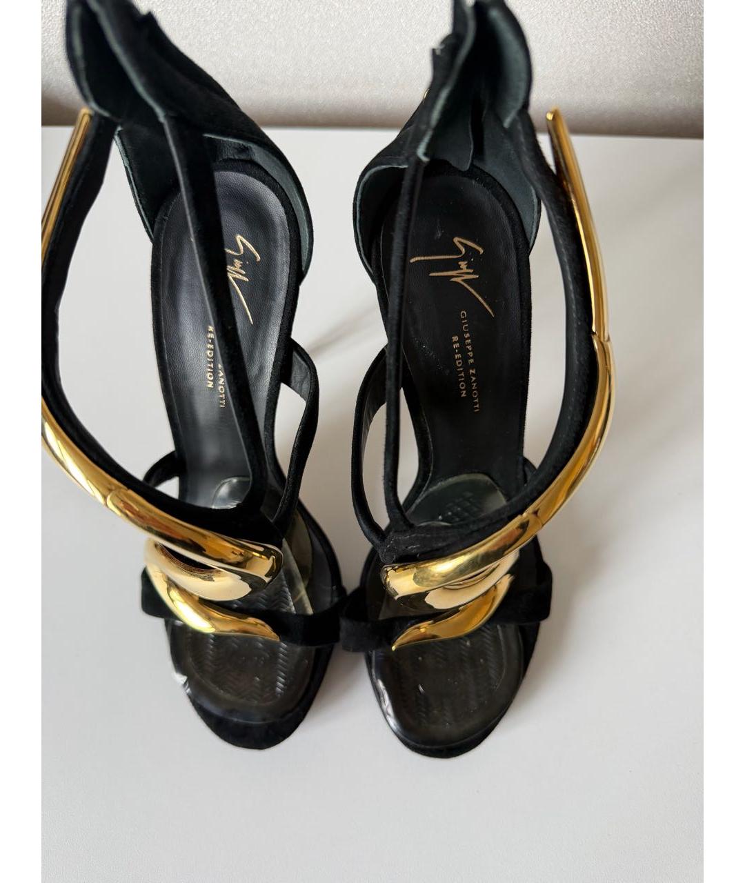 GIUSEPPE ZANOTTI DESIGN Черные замшевые босоножки, фото 4