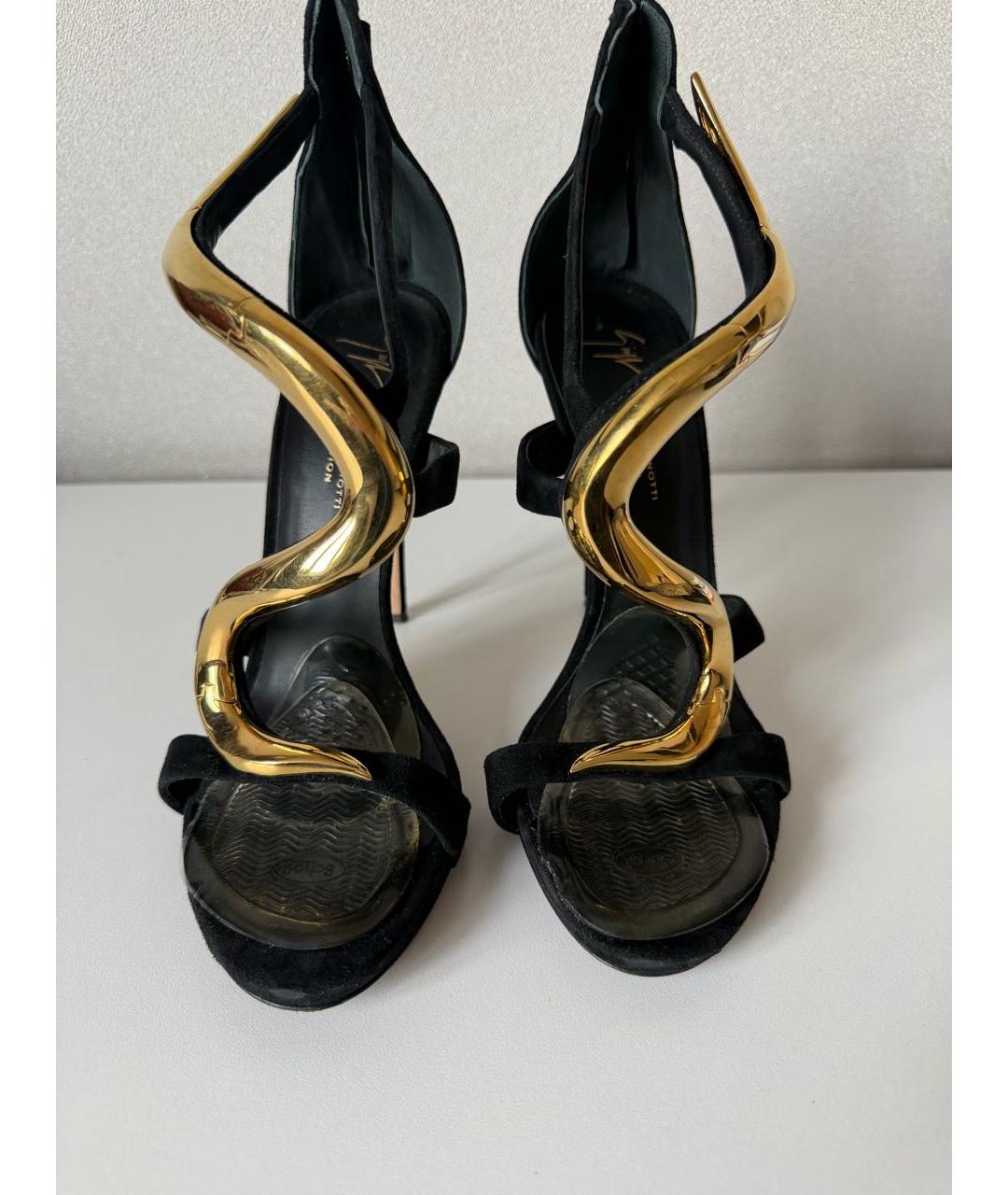 GIUSEPPE ZANOTTI DESIGN Черные замшевые босоножки, фото 5