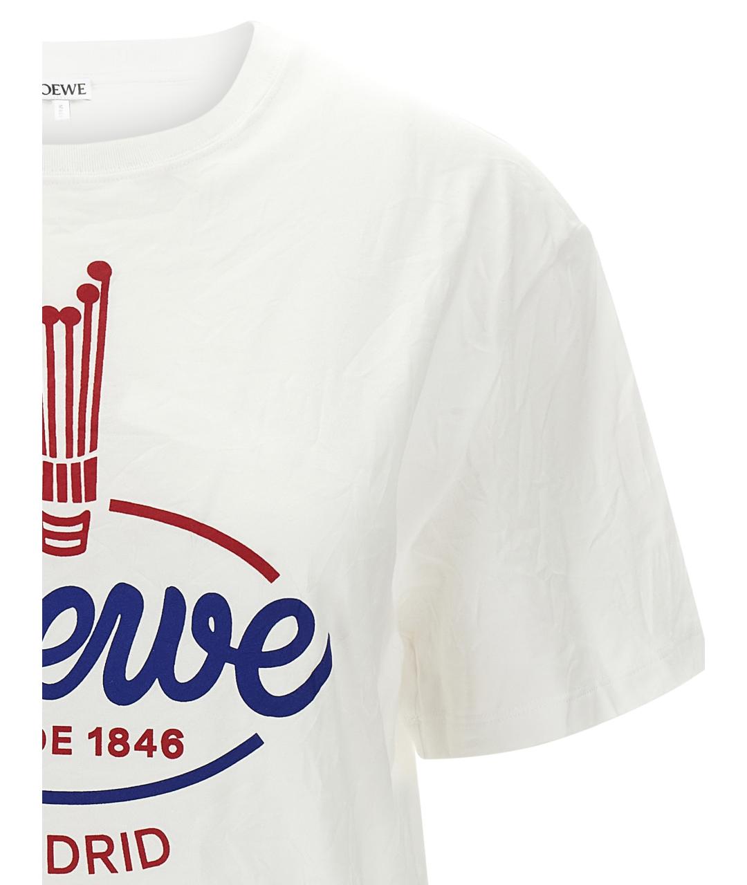 LOEWE Белая хлопковая футболка, фото 3