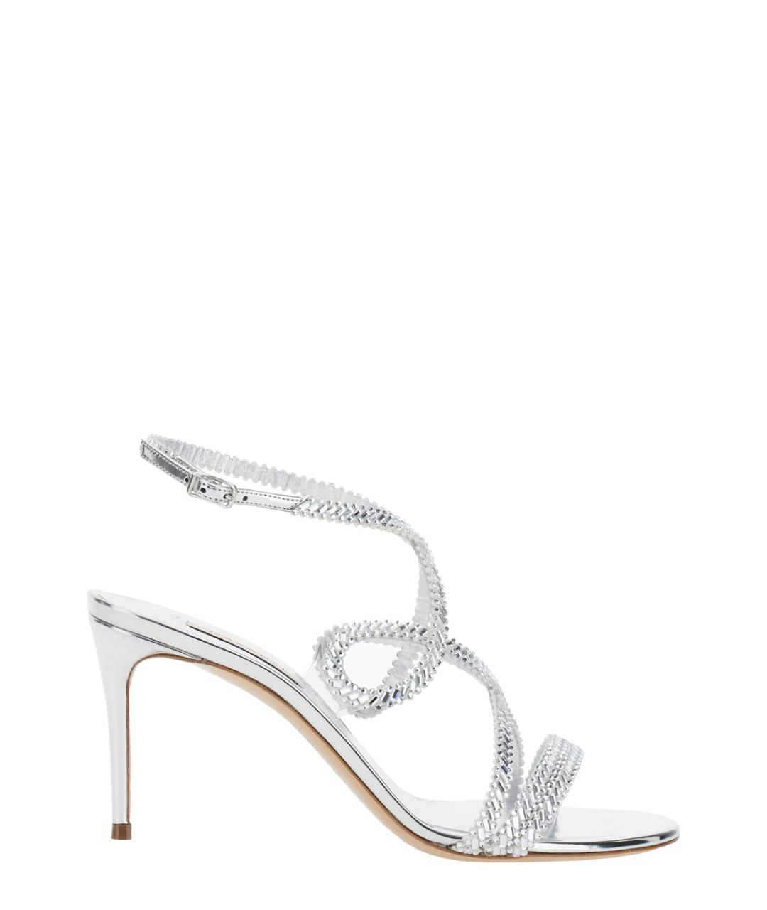 CASADEI Серебряные кожаные босоножки, фото 1