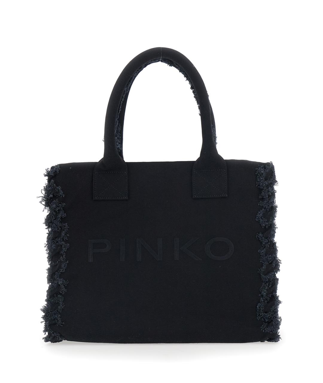 PINKO Черная хлопковая сумка тоут, фото 1