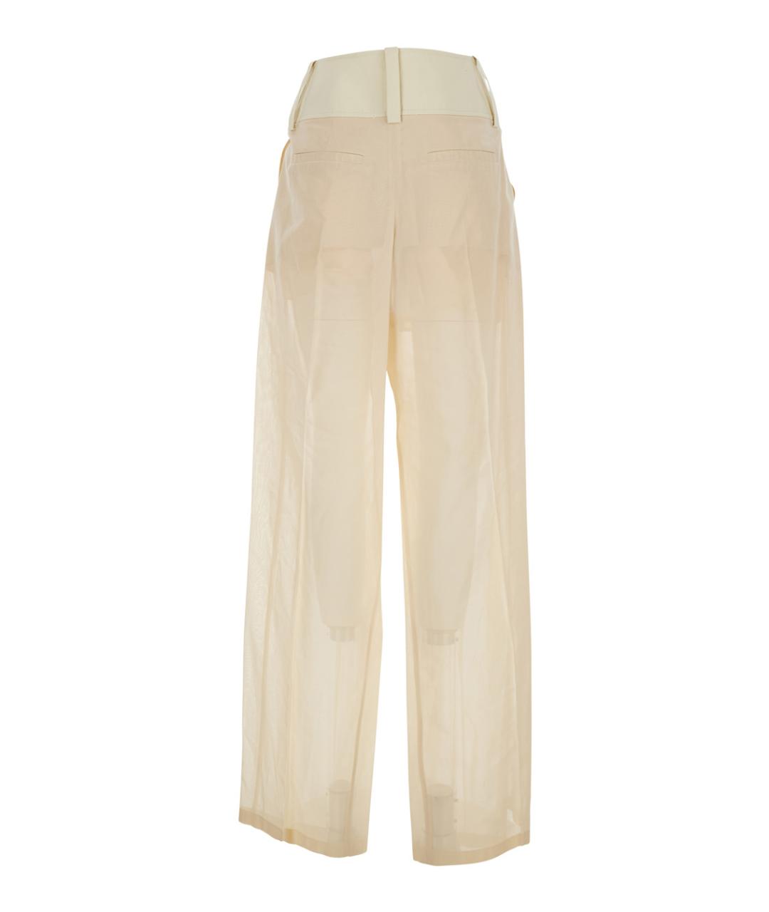 SPORTMAX Белые хлопковые прямые брюки, фото 2