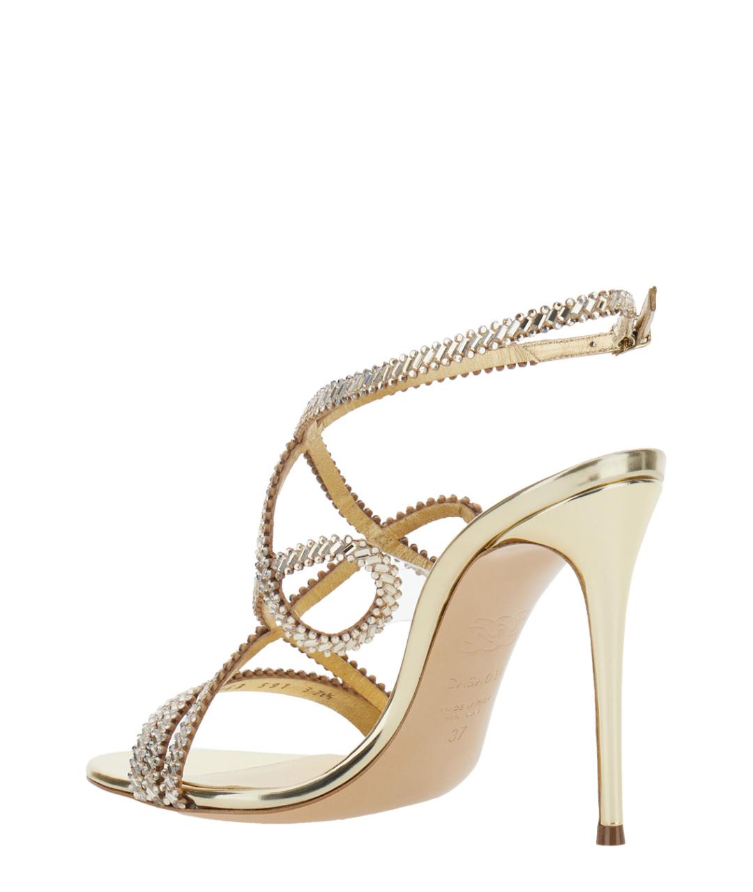 CASADEI Золотые кожаные босоножки, фото 3