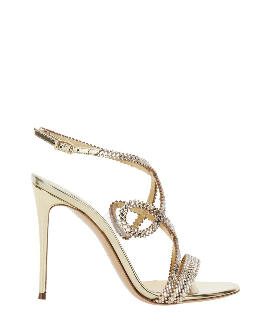 CASADEI Золотые кожаные босоножки, фото 1