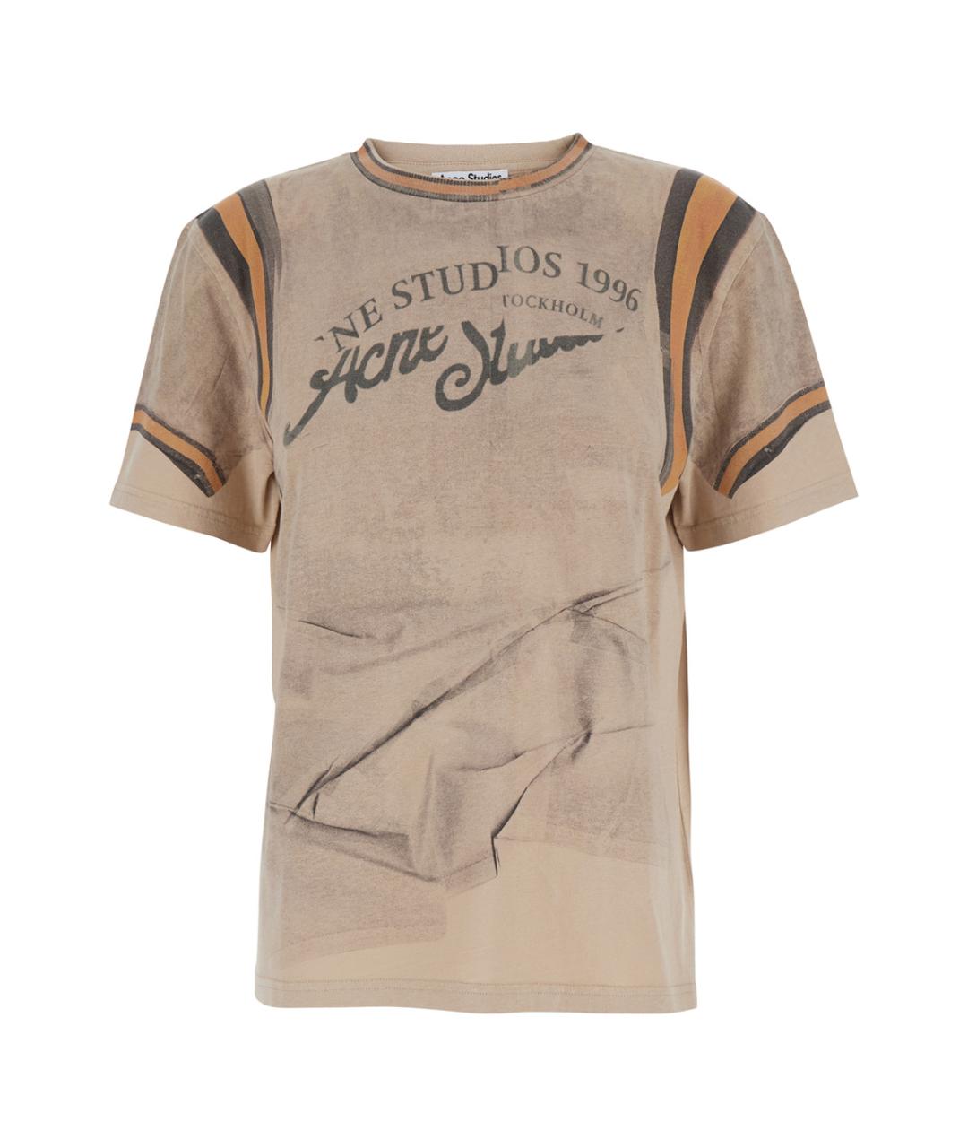 ACNE STUDIOS Бежевая хлопковая футболка, фото 1
