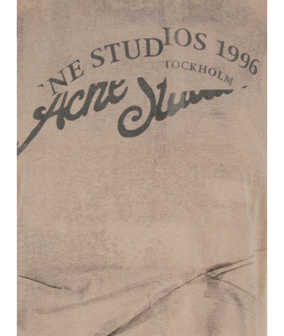 ACNE STUDIOS Бежевая хлопковая футболка, фото 3