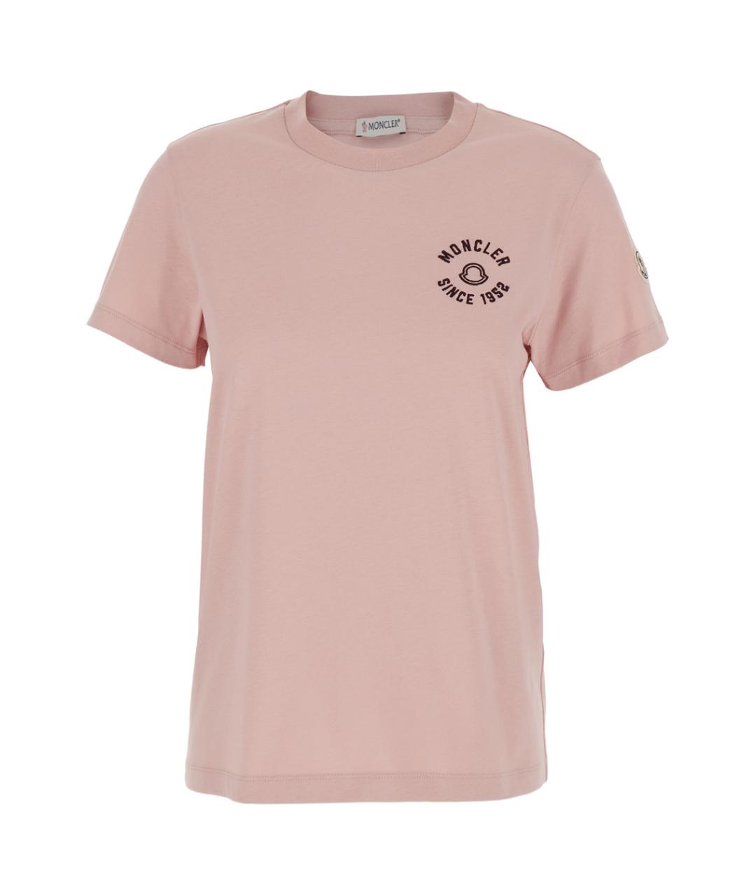MONCLER Розовая хлопковая футболка, фото 1