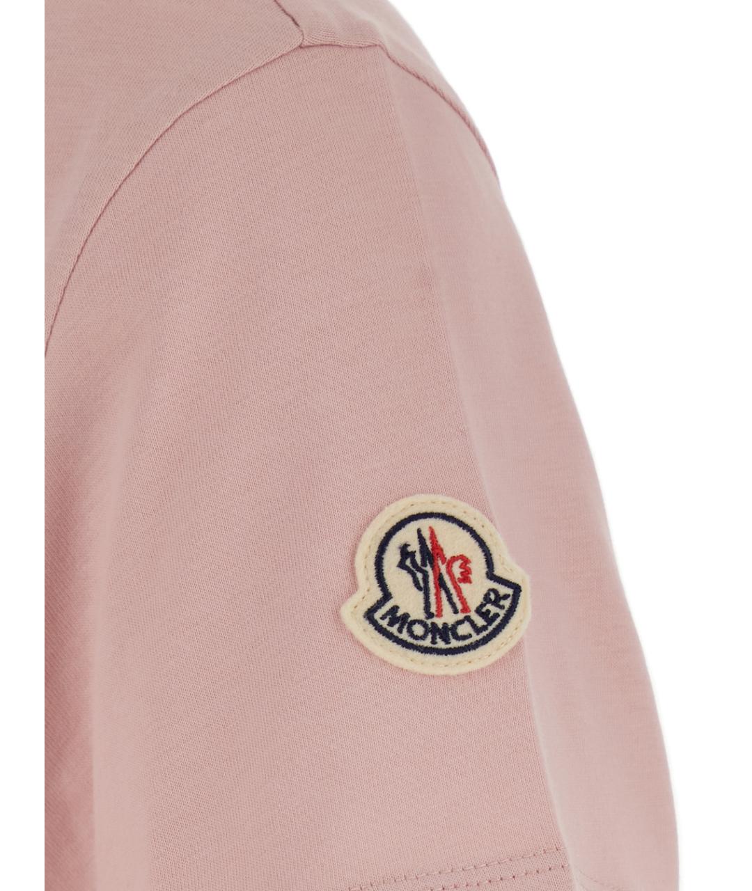 MONCLER Розовая хлопковая футболка, фото 3