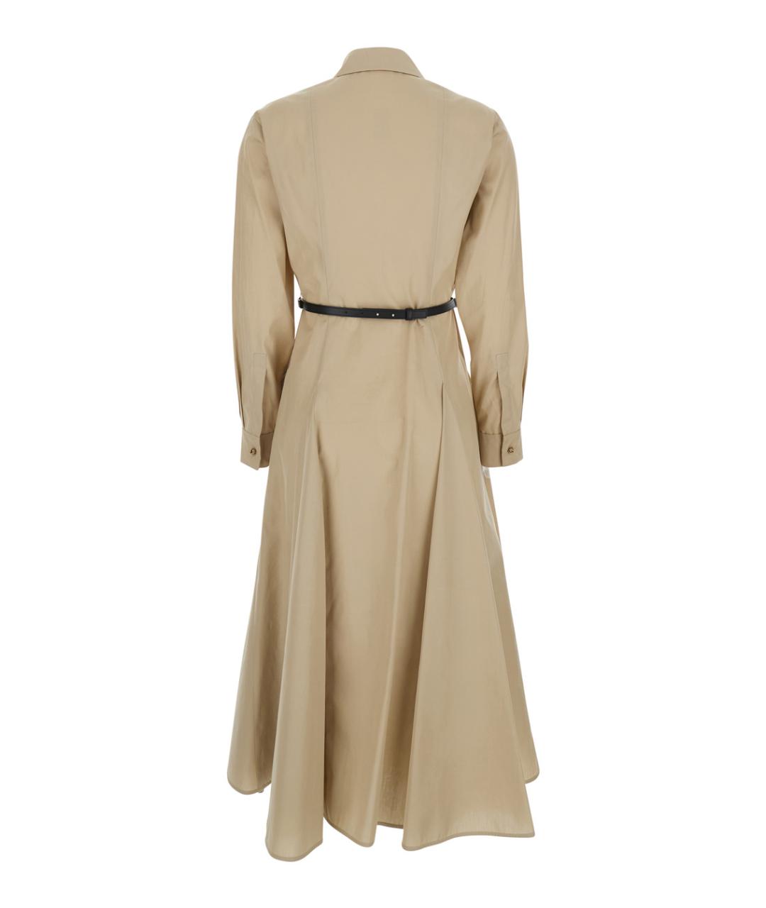 MAX MARA STUDIO Бежевое хлопковое повседневное платье, фото 2