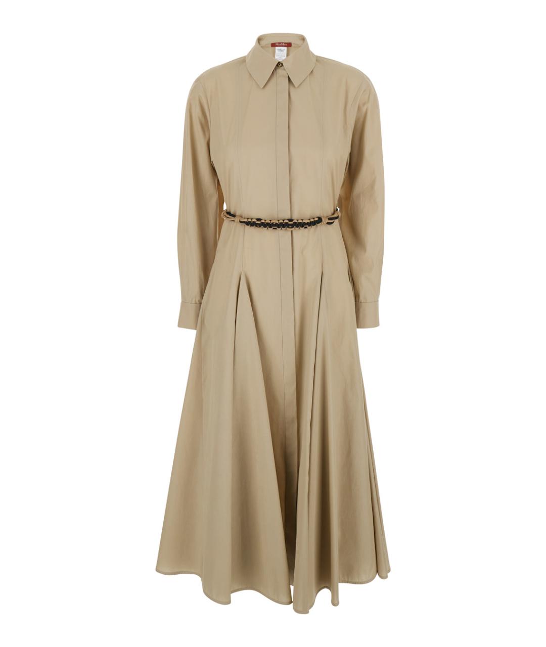 MAX MARA STUDIO Бежевое хлопковое повседневное платье, фото 1