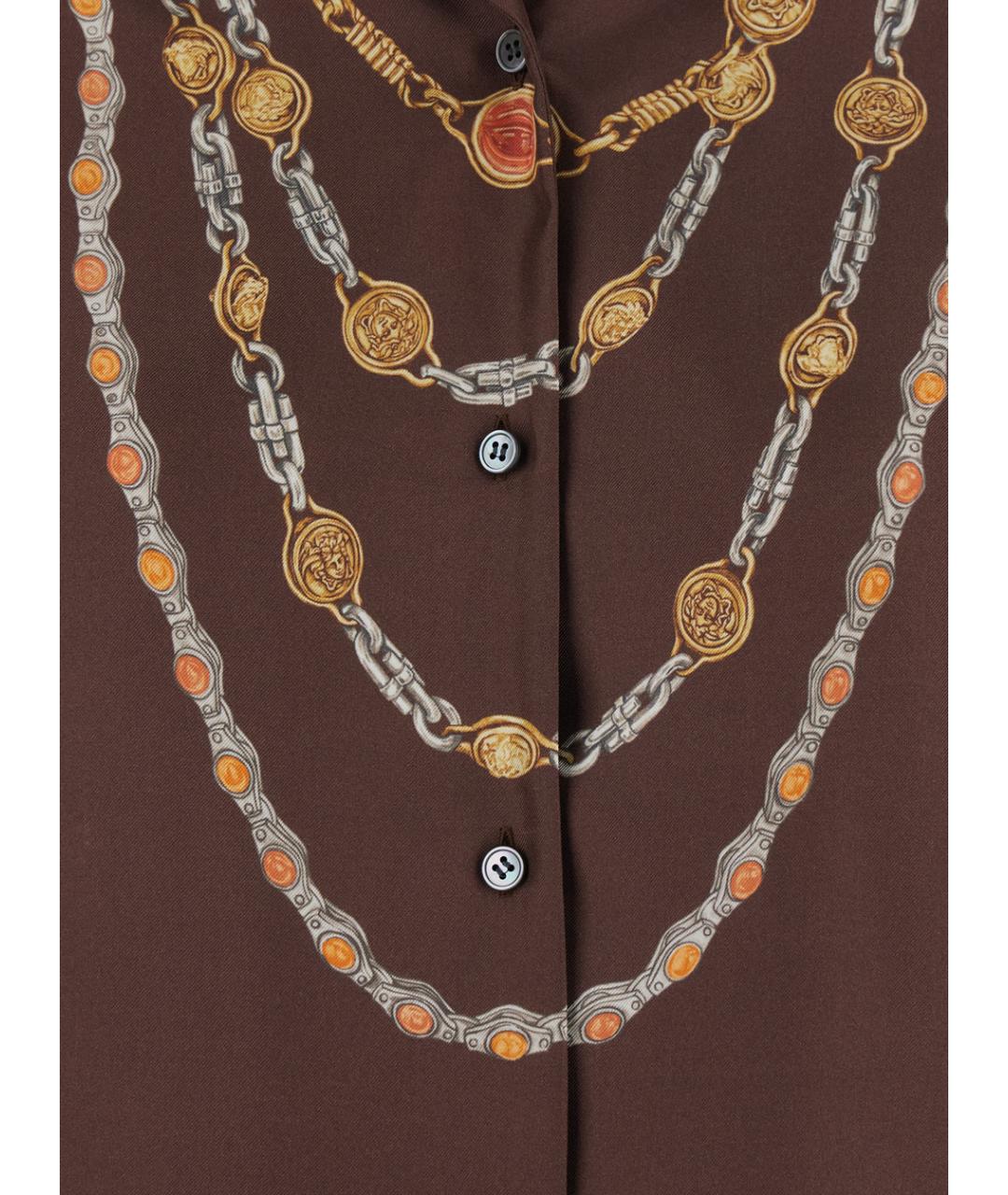 VERSACE Коричневая шелковая рубашка, фото 3