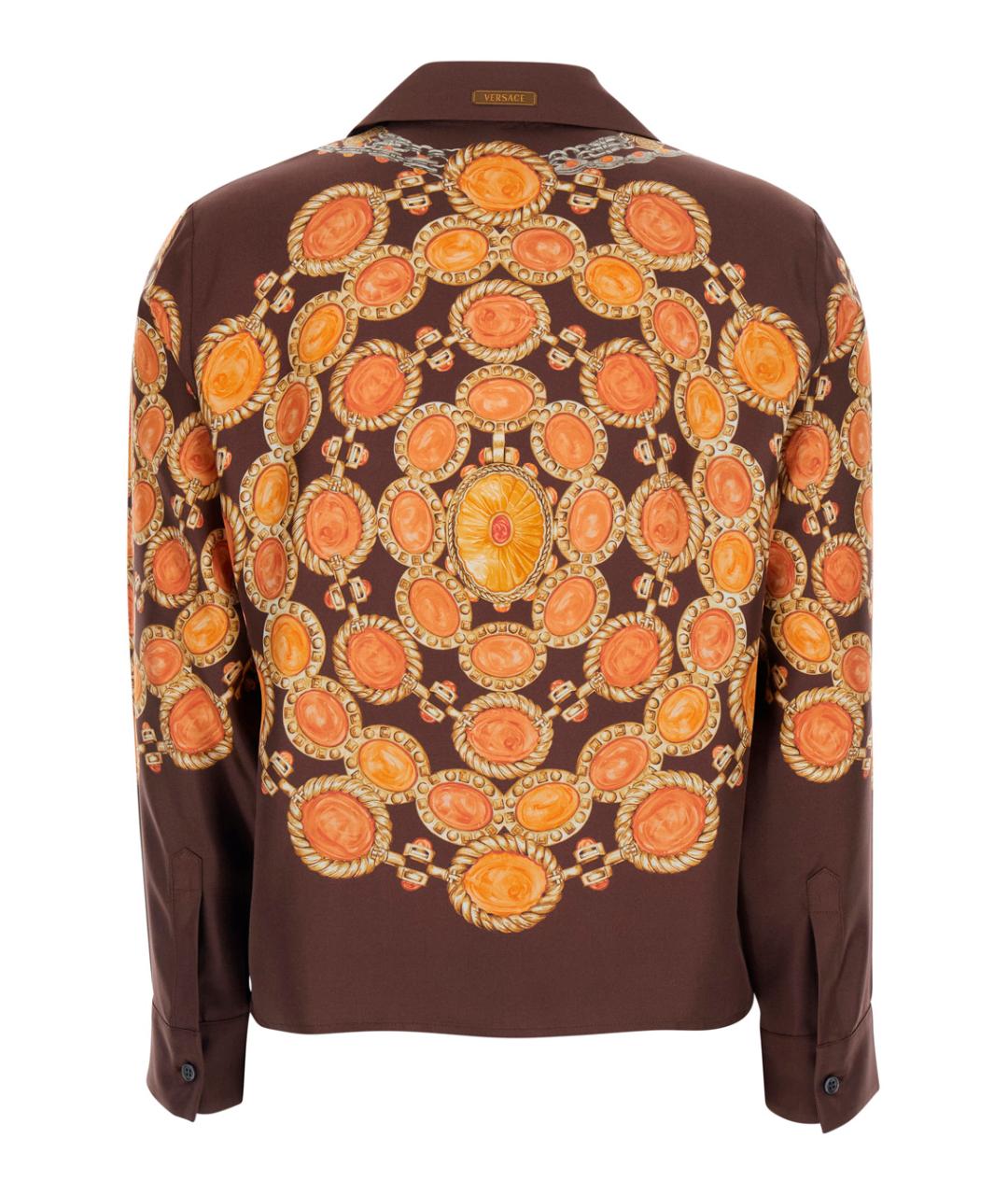 VERSACE Коричневая шелковая рубашка, фото 2