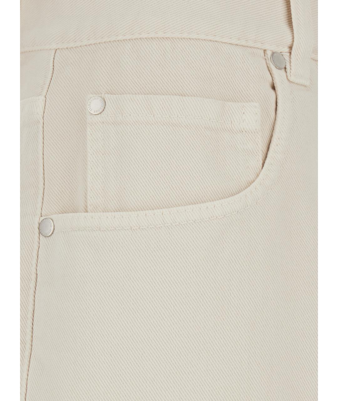 BRUNELLO CUCINELLI Белые хлопковые прямые джинсы, фото 3
