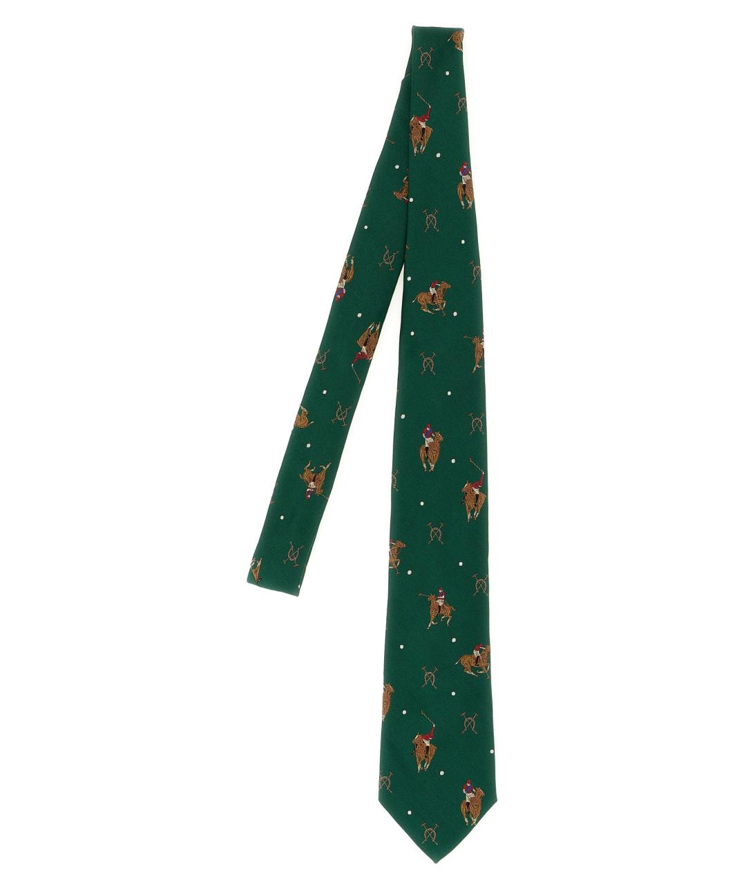 POLO RALPH LAUREN Зеленый шелковый галстук, фото 1