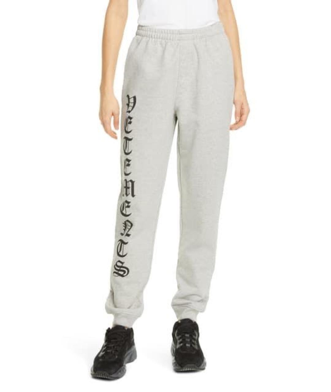 VETEMENTS Серые хлопковые спортивные брюки и шорты, фото 2