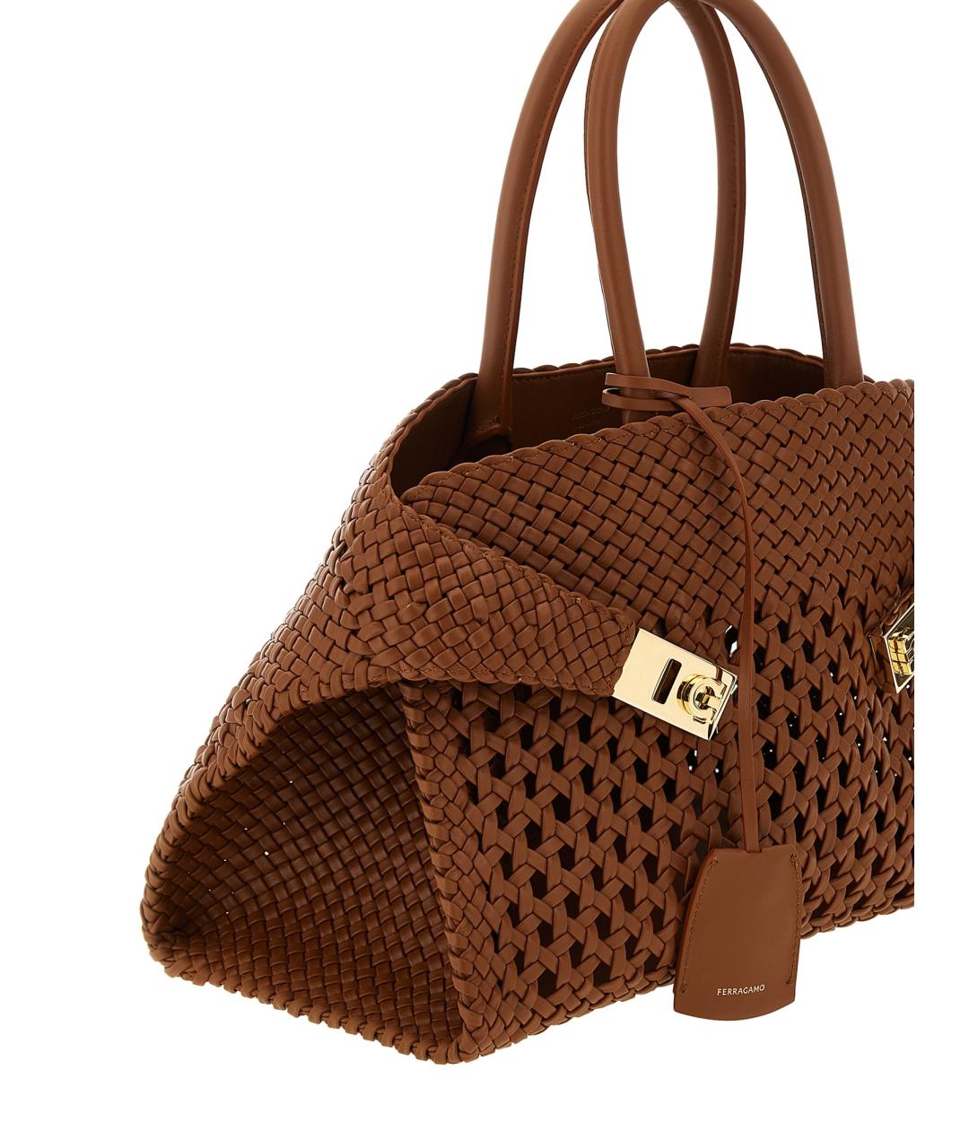 FERRAGAMO Коричневая кожаная сумка тоут, фото 3