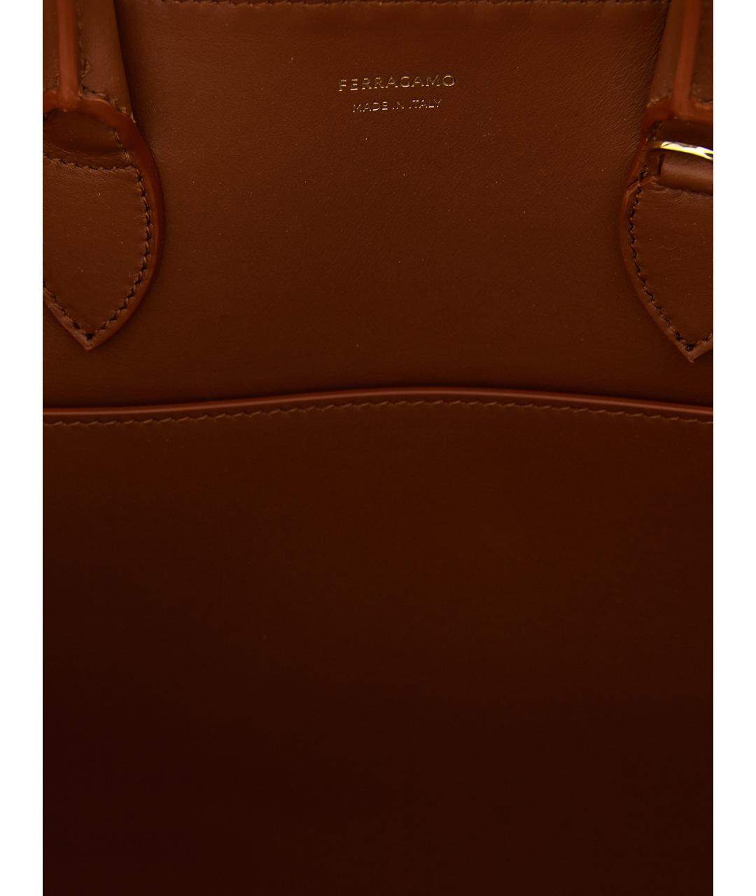 FERRAGAMO Коричневая кожаная сумка тоут, фото 4